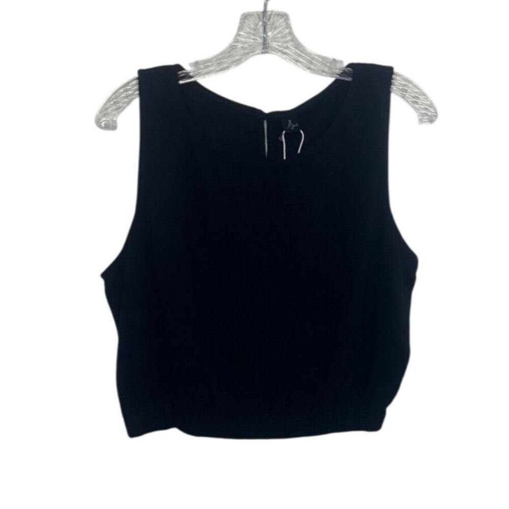 Anrabess Sleeveless Crop Top Linen Blend Medium Black New WOT Summer